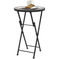 BEISTELLTISCH klappbar mit Mosaik-Design - Multicolor, Metall (35.5/35.5/55cm) - Outsunny