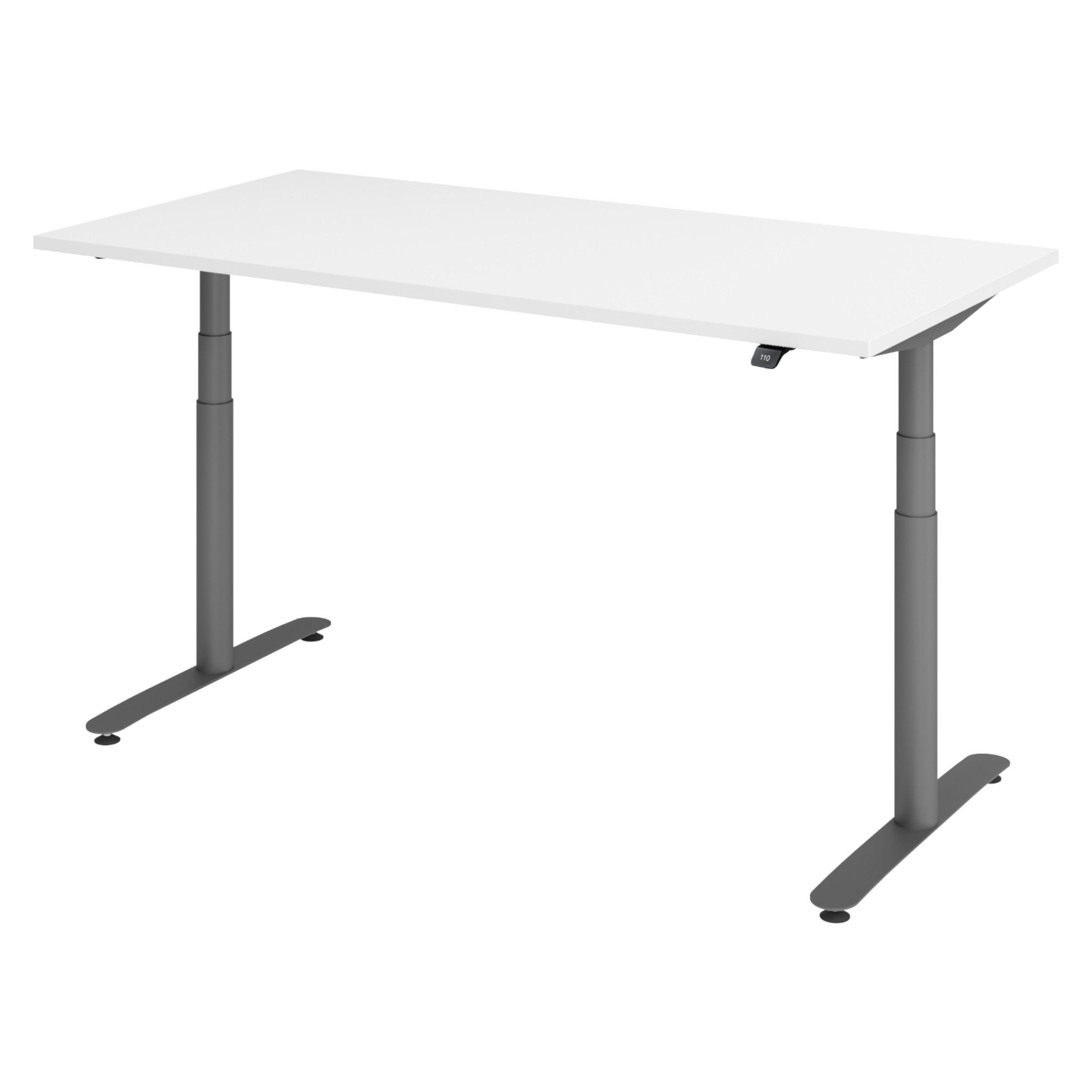 SCHREIBTISCH elektrisch Bluetooth & App XDLR 160/80/72 cm in Weiß/Graphitfarben - Graphitfarben/Weiß, Holzwerkstoff (160/80/72cm) - bümö