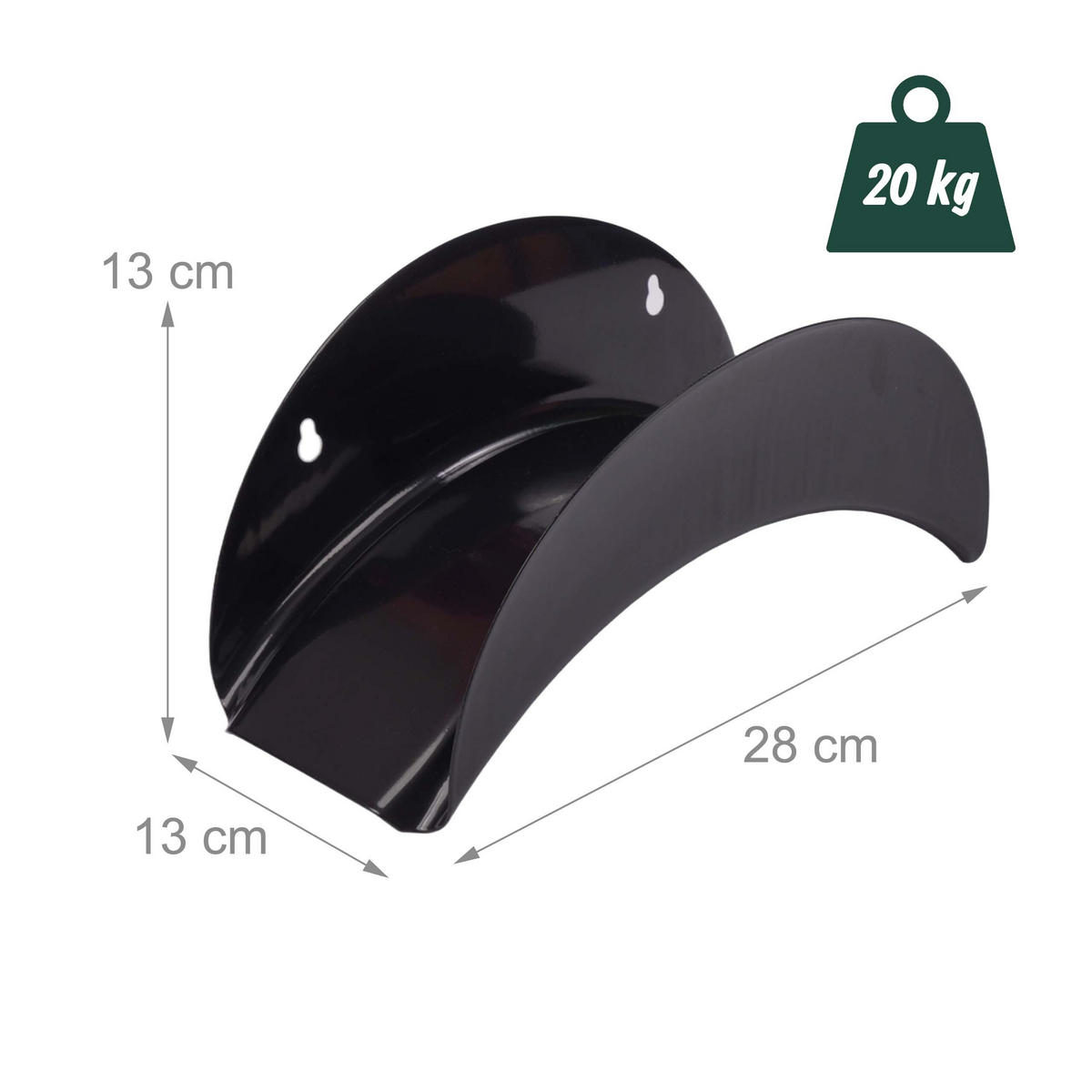 SCHLAUCHHALTER Schwarz 3er-Set Eisen Wandmontage - Schwarz, Metall (28/13/13cm) - Relaxdays