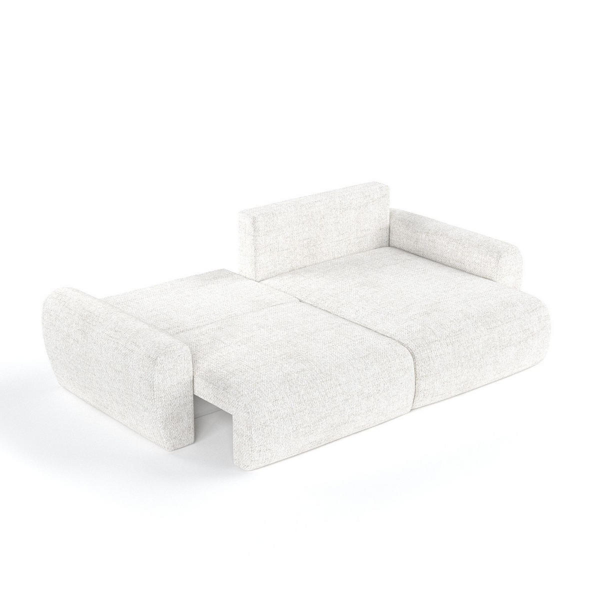 ECKSOFA OMARI mit Schlaffunktion Creme im Neve Stoff - Creme/Schwarz, Holz/Holzwerkstoff (253/153cm) - AltaBeds