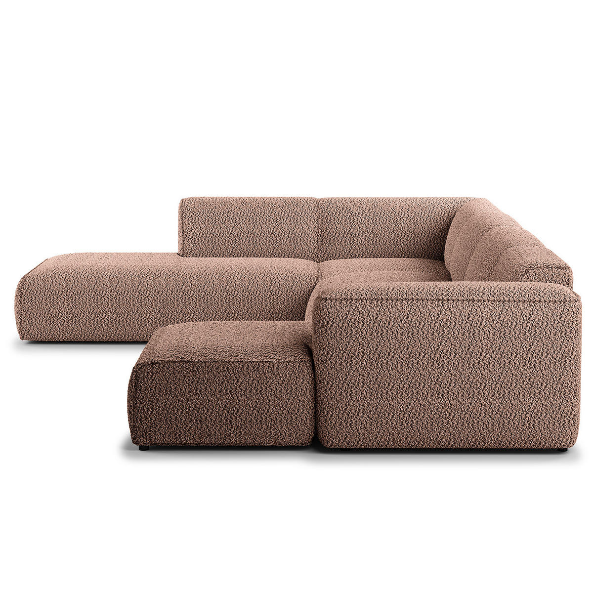 WOHNLANDSCHAFT mit Longchair - Mauve/Schwarz, Kunststoff/Textil (325/71/235cm) - home24