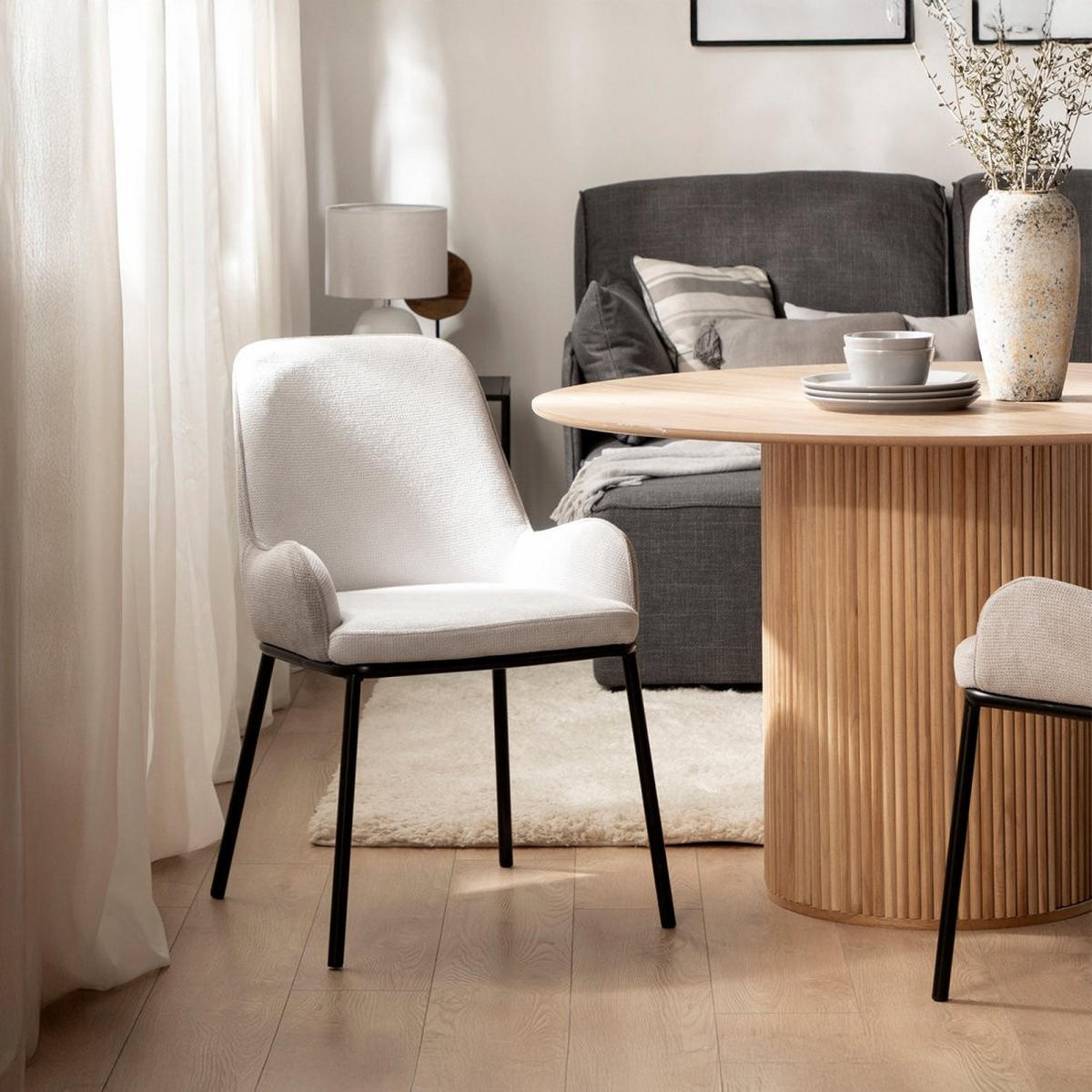 ESSZIMMERSTUHL Dama Grau 55 cm x 84 cm - Grau, Textil (55/84/62cm) - Klast Home