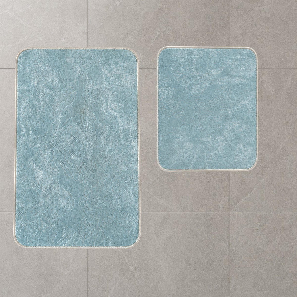 BADEMATTE Set 2tlg HELLBLAU - Hellblau, Textil (60/100cm) - ROLFNERS