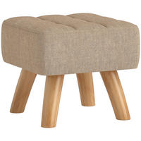 FUSSHOCKER Hocker Moderner Sitzhocker mit Leinenoptik, Holzbeine, Braun - Braun, Kunststoff (27/26/27cm) - HOMCOM