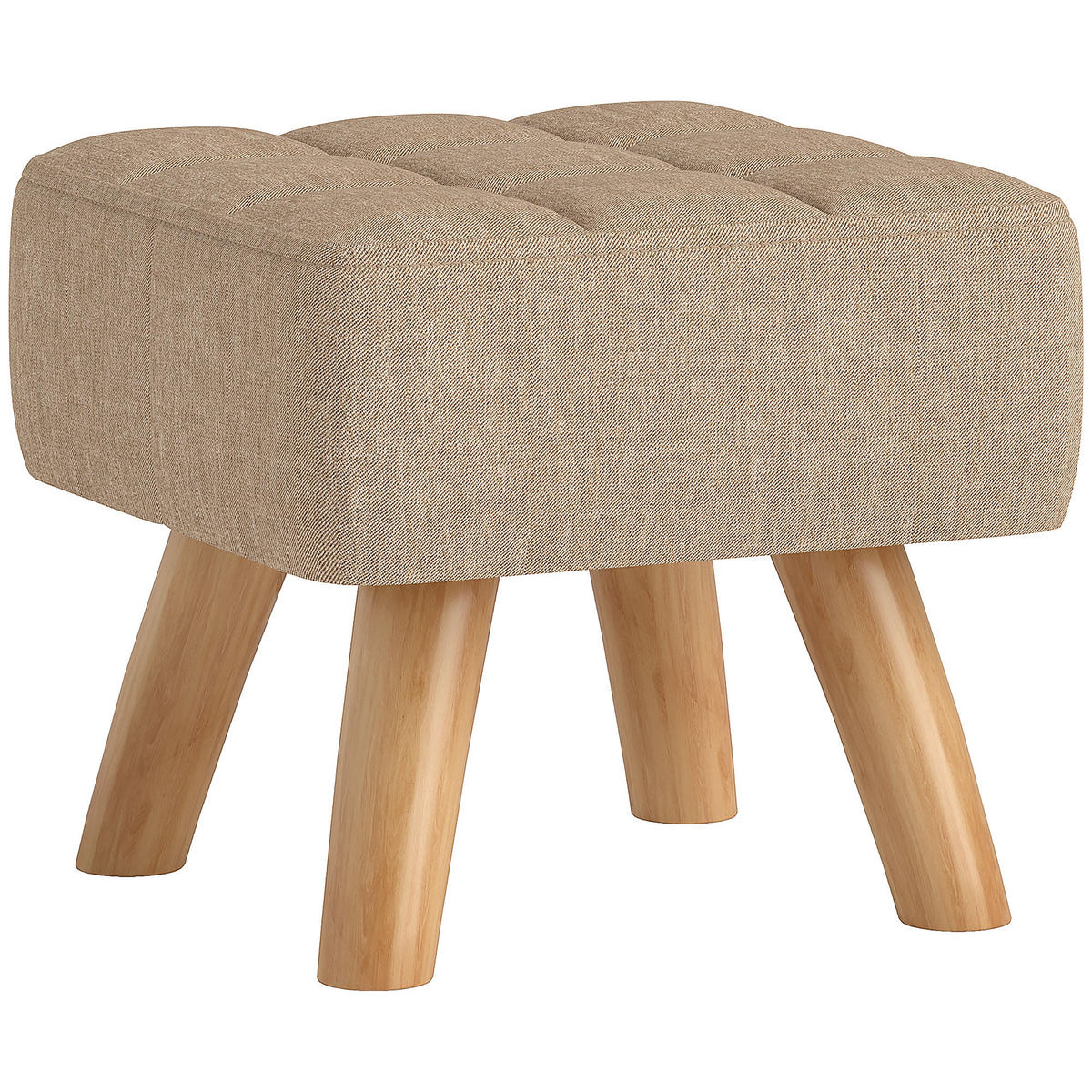 FUSSHOCKER Hocker Moderner Sitzhocker mit Leinenoptik, Holzbeine, Braun - Braun, Kunststoff (27/26/27cm) - HOMCOM