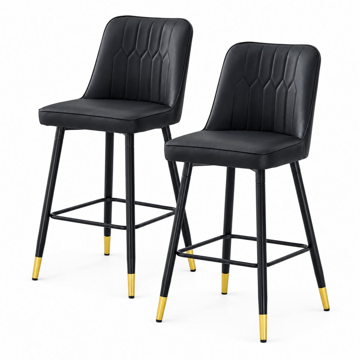 BARHOCKER 2er-Set 100 cm Schwarz mit Rückenlehne - Schwarz, Metall (45/100/42cm) - MIVRAY