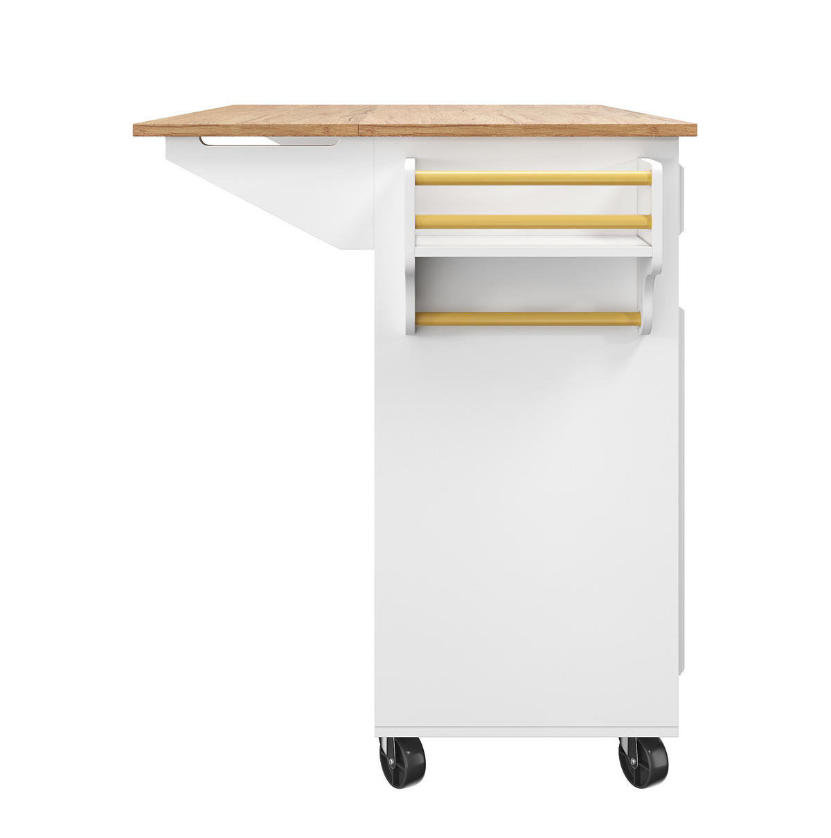 KÜCHENINSEL 110/45-75/92 cm aus MDF mit klappbarer Tischplatte Weiß - Weiß, Holzwerkstoff (110/92/75cm) - Modenvie
