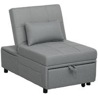 SCHLAFSESSEL 3-in-1, mit Bettfunktion, Hellgrau - Hellgrau, Textil (65.5/81/104cm) - HOMCOM
