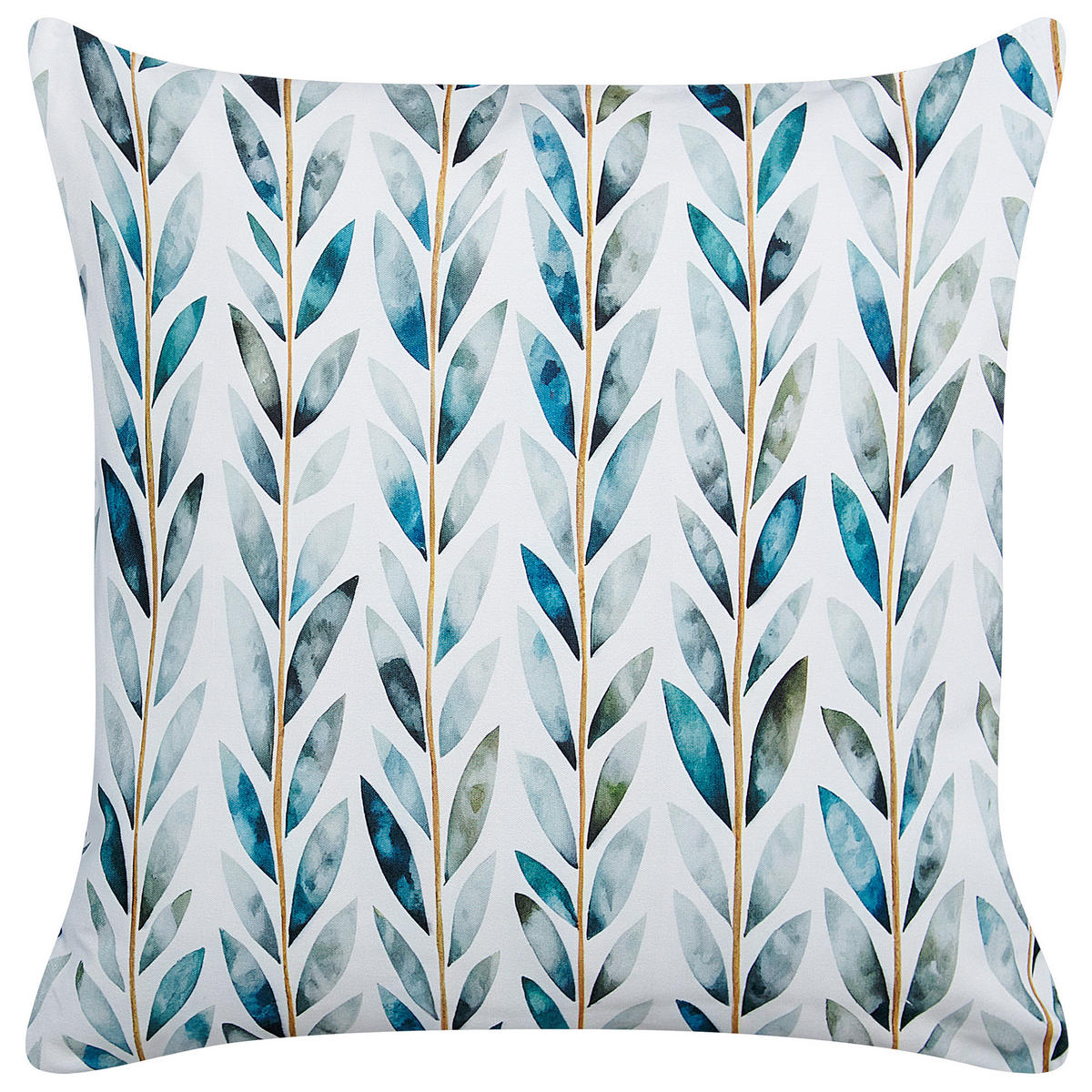 GARTENKISSEN 2er-Set Blattmotiv weiß/grün 45/45 cm Loano - Weiß, Textil (45/45cm) - Beliani