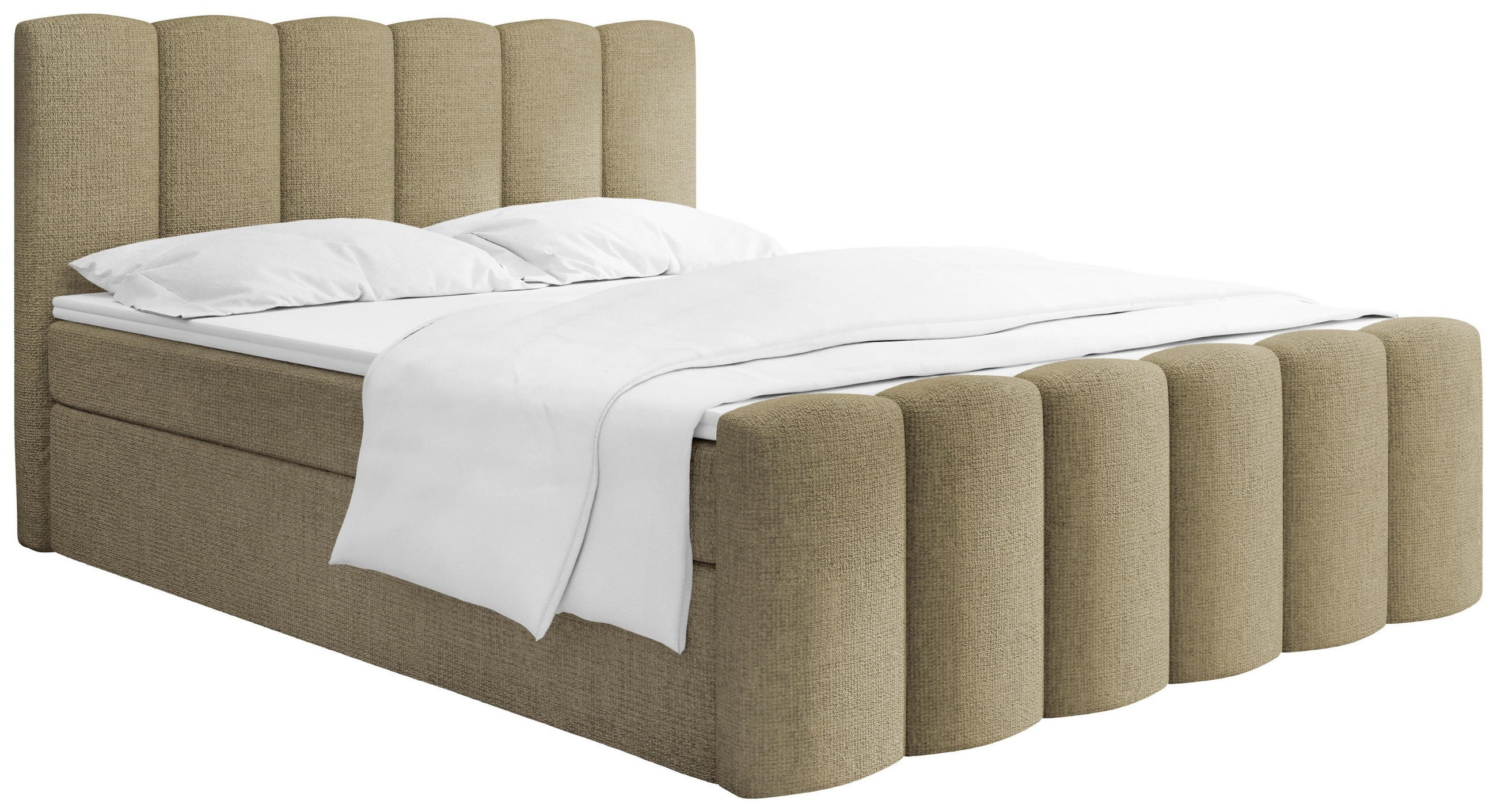 BOXBETT Serenity mit Bettkasten, Hell-Olivgrün Chenille 160x200 cm – inkl. H4 Taschenfederkern Matratze & Foam Topper - Schwarz/Olivgrün, Holz/Holzwerkstoff (160/200cm) - WFL GROUP