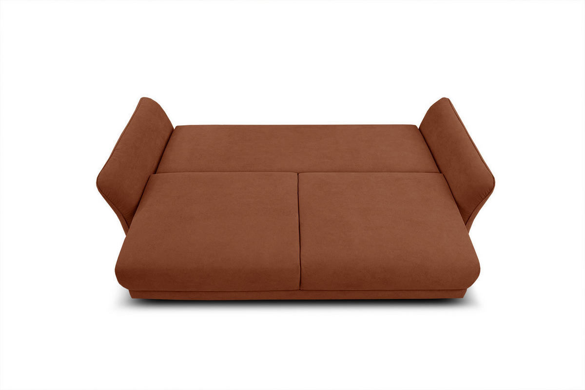SOFA FIGARI 3-Sitzer mit Schlaffunktion, dunkelorange - Dunkelorange/Braun, Holz/Textil (232/90/107cm) - Courtois Laville