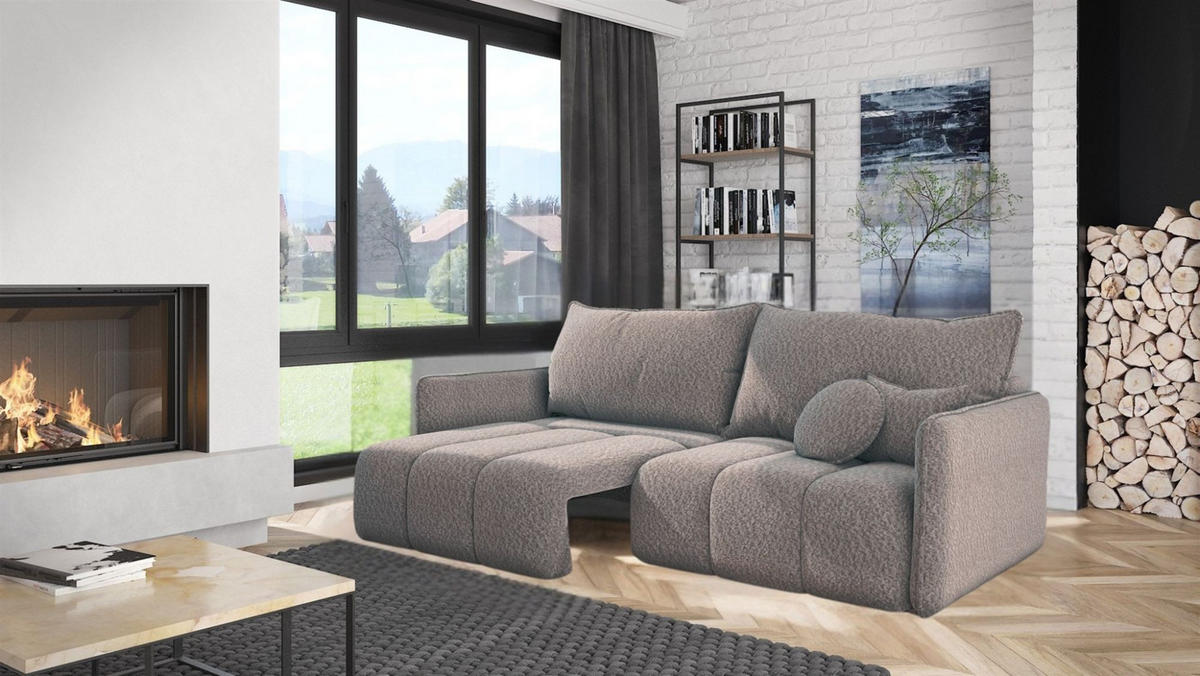 SCHLAFSOFA Morgano - Creme, Holzwerkstoff/Textil (216/86/102cm) - Fun Möbel