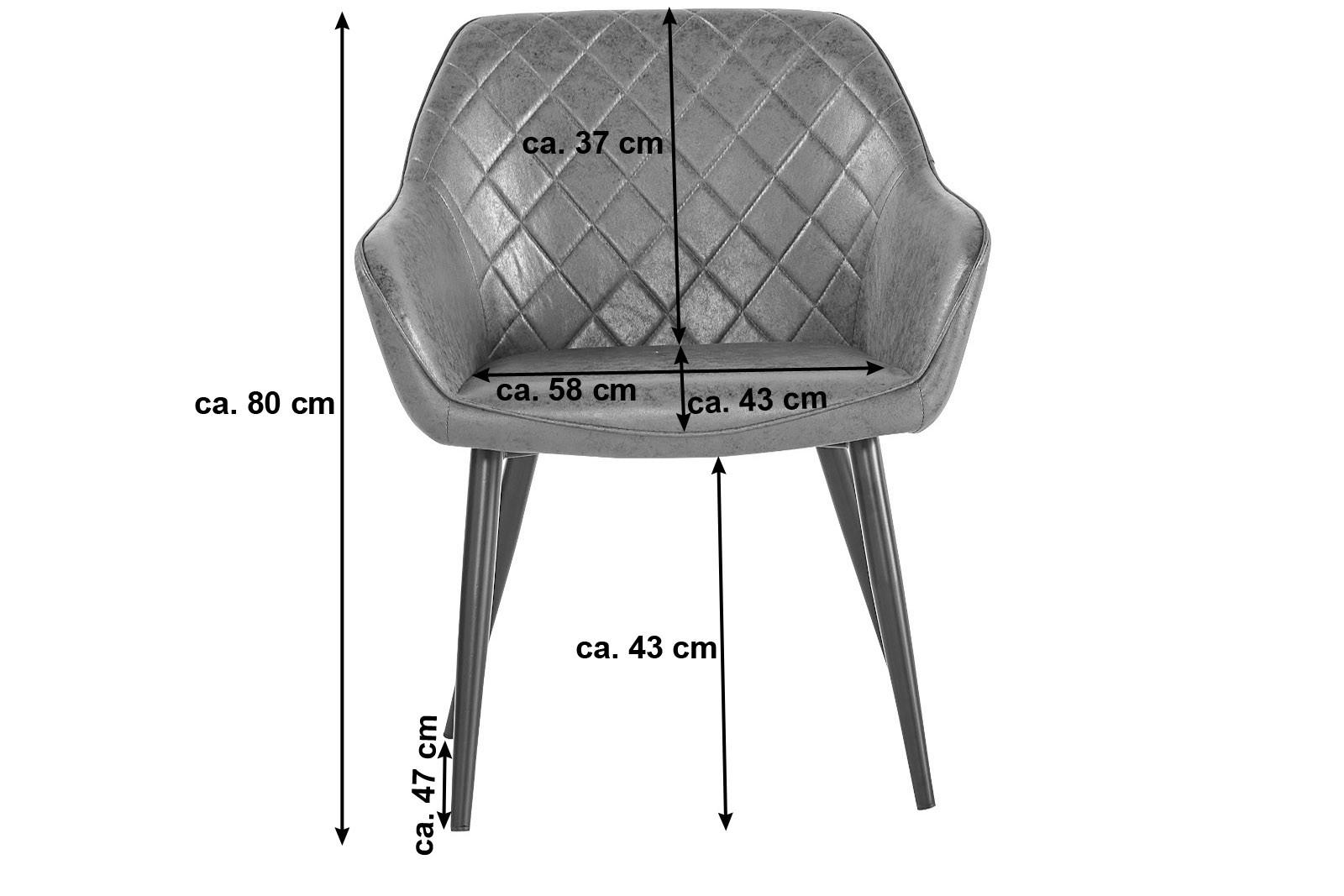 ESSZIMMERSTUHL Wildlederoptik LASSE 58 cm - Dunkelbraun/Schwarz, Kunststoff/Metall (58/80/43cm) - SAM