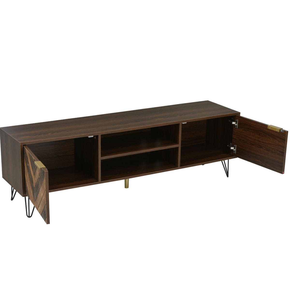 TV-LOWBOARD 155/38/48 cm mit 2 Türen und Eisenfüßen - Naturfarben, Holzwerkstoff (155/48/38cm) - BEAOK