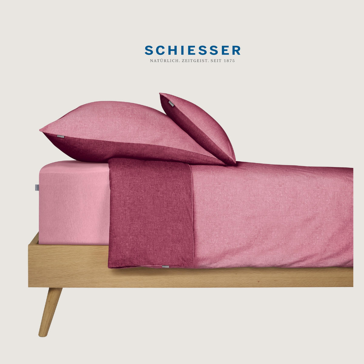 BETTWÄSCHESET Doubleface - Feinbiber - 2-teilig - 155 x 220 cm - Rosa - Rosa, Textil (155/220cm) - SCHIESSER