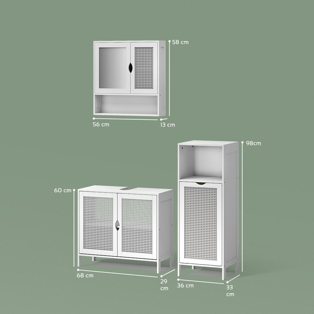 KOMPLET KOPALNIŠKEGA POHIŠTVA Mincio, Bela, 3-delni - bela, leseni material (70/60/29cm) - Livinity®