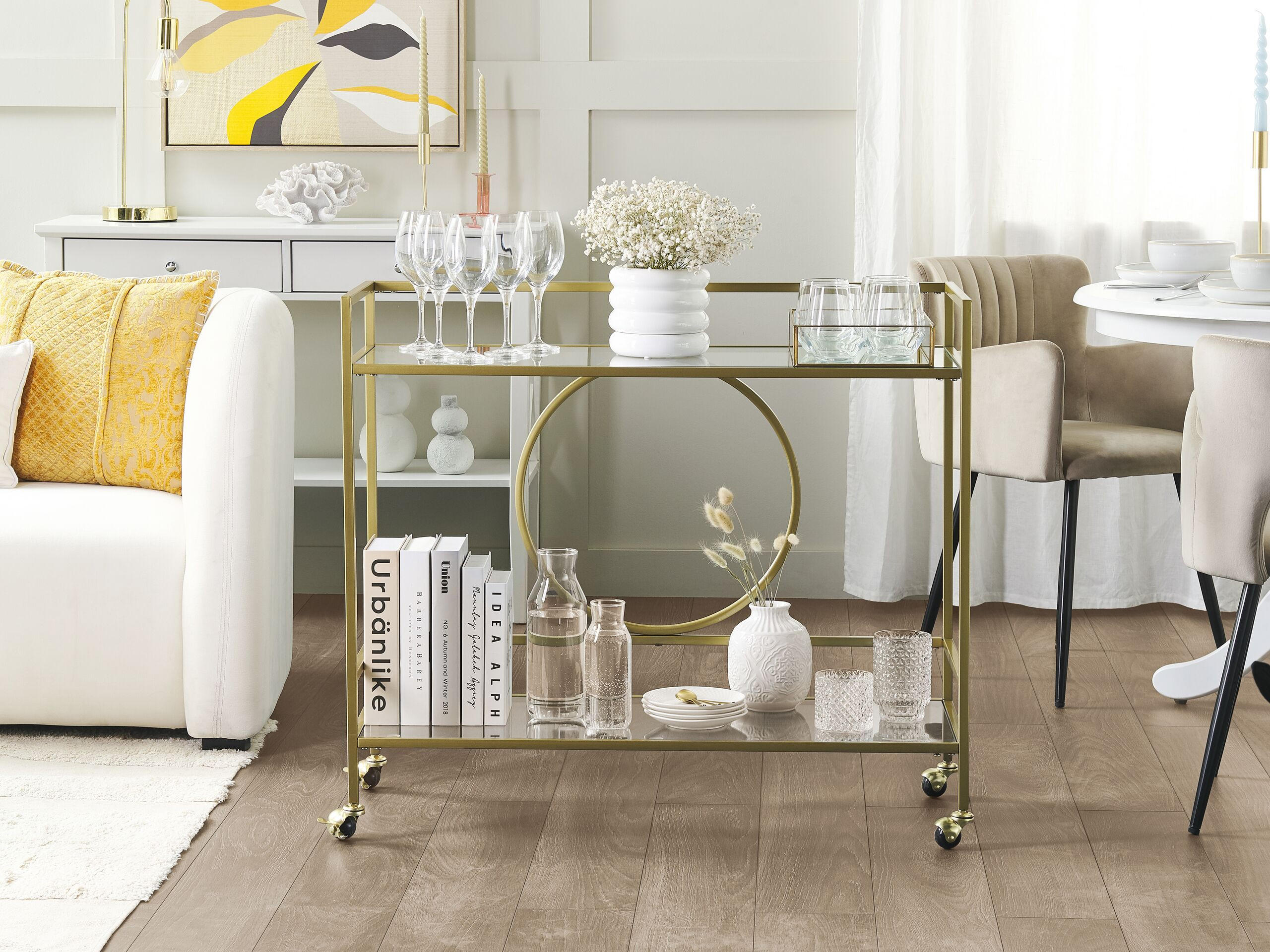 SERVIERWAGEN Gold Kerry - Transparent/Goldfarben, Metall (35/81/90cm) - Beliani