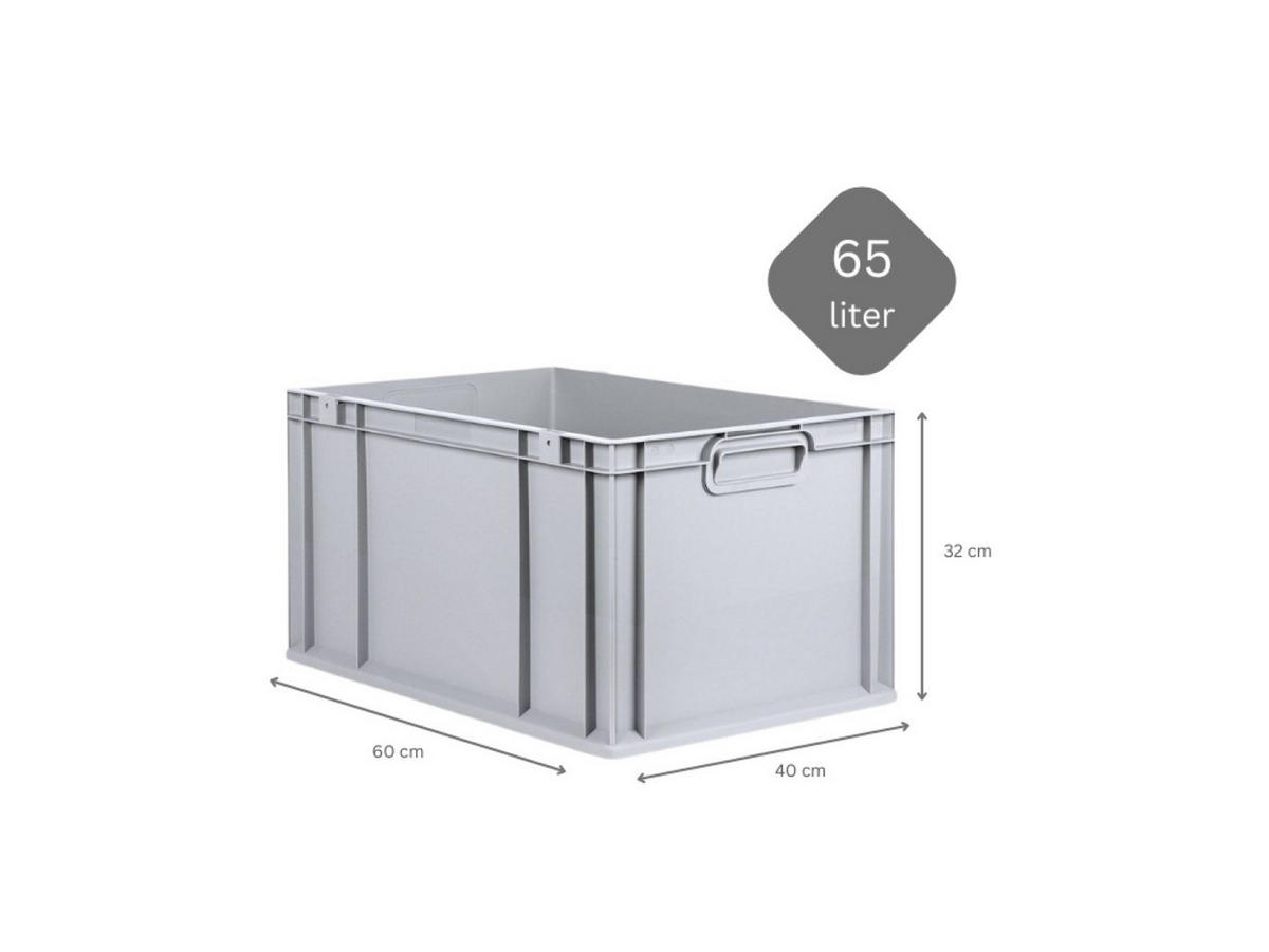 EUROBOX 3x Nextgen Economy Griffe Geschlossen 32x40x60cm 65 Liter - Grau, Kunststoff (40/32/60cm) - PROREGAL