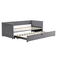 SCHLAFSOFA ausziehbar 90x200/180x200 cm Grau mit Lattenrost - Grau, Metall (90/200cm) - Meubliv