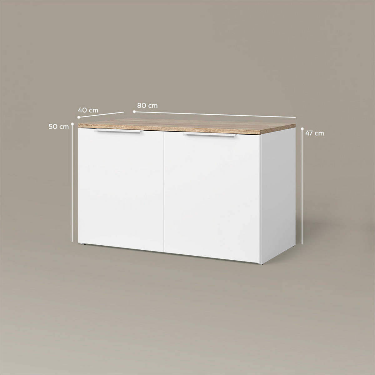 WOHNWAND Piave Weiß/Sonoma 2 Teile - Weiß/Sonoma Eiche, Holzwerkstoff (80/50/40cm) - Livinity®