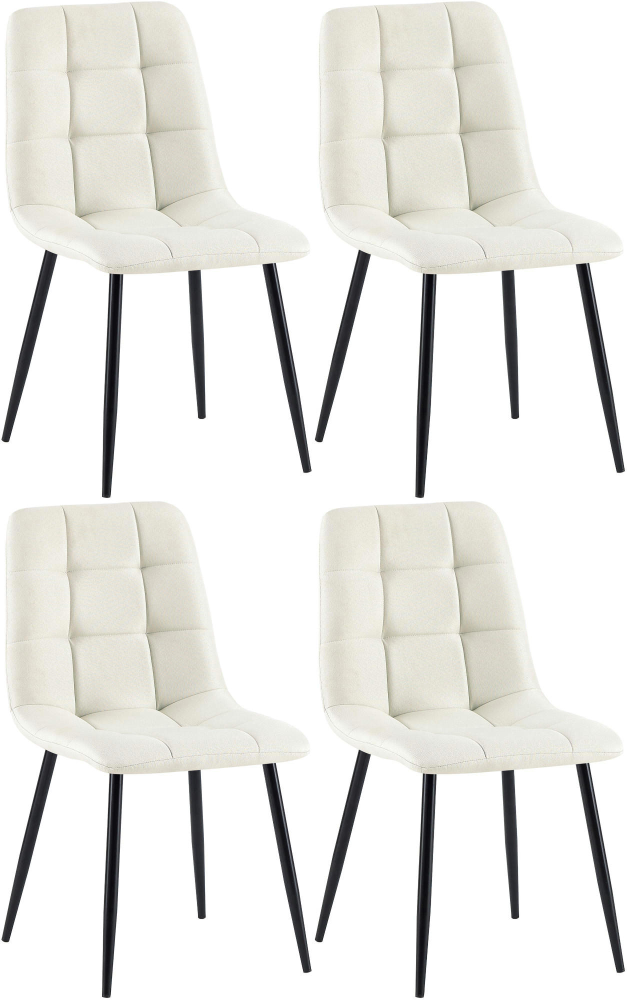 STUHL 4er Set Stoff Creme - Creme/Schwarz, Textil/Metall (45/84/55cm) - CLP