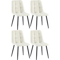 STUHL 4er Set Stoff Creme - Creme/Schwarz, Textil/Metall (45/84/55cm) - CLP