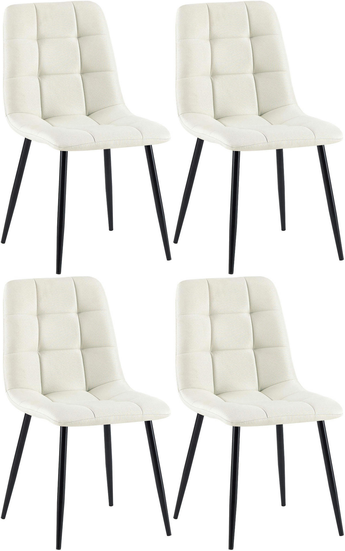STUHL 4er Set Stoff Creme - Creme/Schwarz, Textil/Metall (45/84/55cm) - CLP