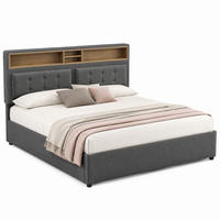 POLSTERBETT mit Matratze, 4 Schubladen und USB 140x200 cm Grau - Grau, Metall (140/200cm) - Meubliv