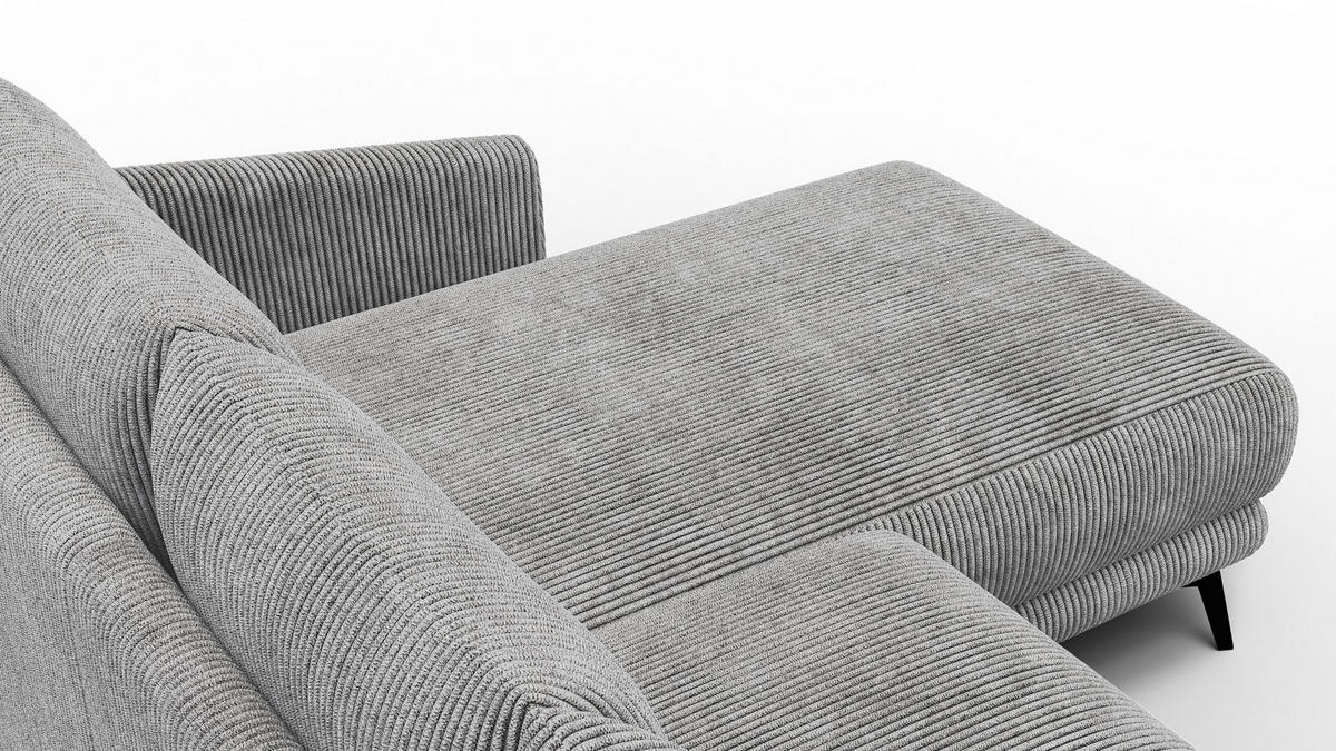 ECKSOFA VILT 3-Sitzer, hellgrau - Hellgrau/Schwarz, Holzwerkstoff/Textil (221/156cm) - Courtois Laville