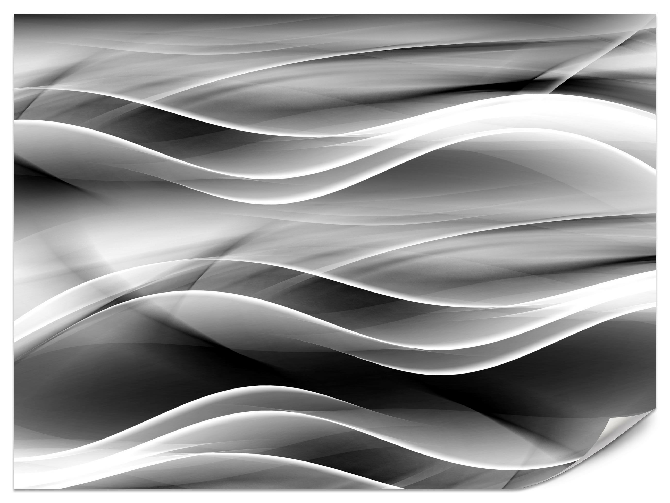 FOTOTAPETE für Badezimmer Abstrakte Monochrom Wellen Modern 100x70 - Schwarz/Weiß, Papier (100/70cm) - Muralo
