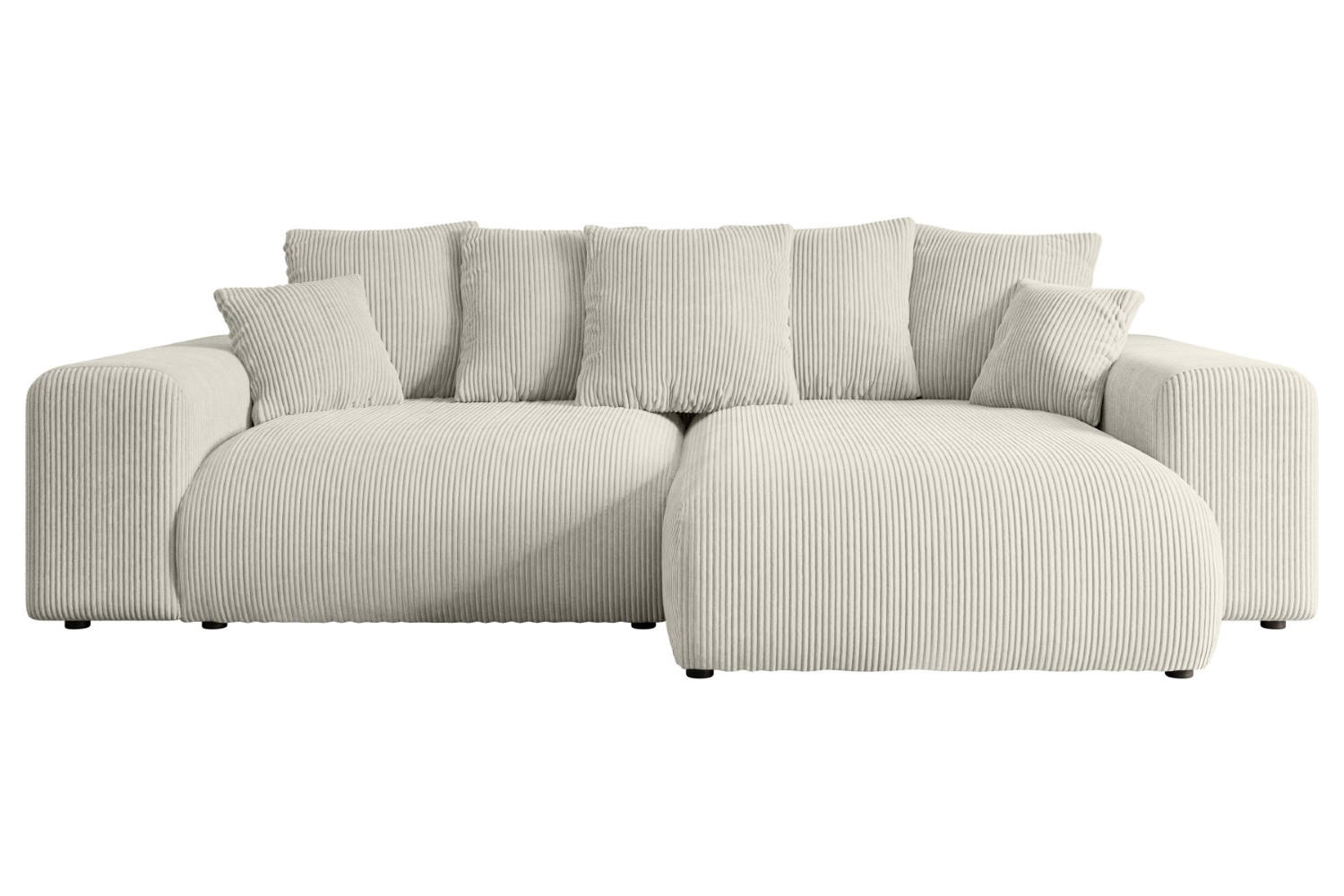 ECKSOFA Ottomane rechts ESKAR-L 266x176x84 Ecru Cord - Ecru/Schwarz, Holzwerkstoff/Kunststoff (176/266cm) - ALTDECOR