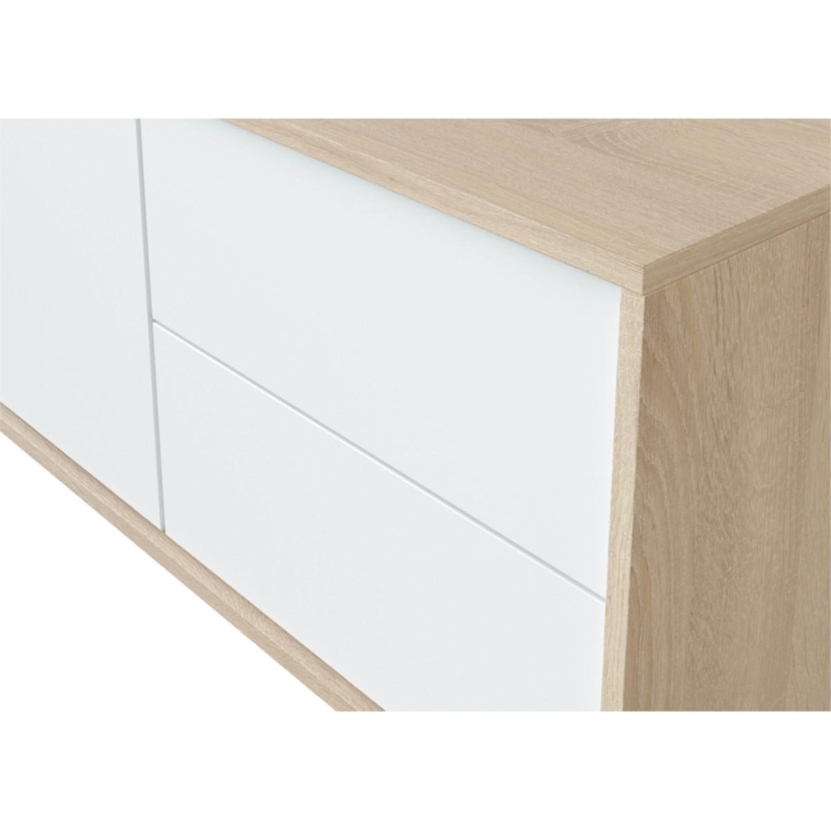 TV-MÖBEL mit 2 Türen und 2 Schubladen Brooklyn - L130 cm - Weiß, Holzwerkstoff (41/47/130cm) - Calicosy
