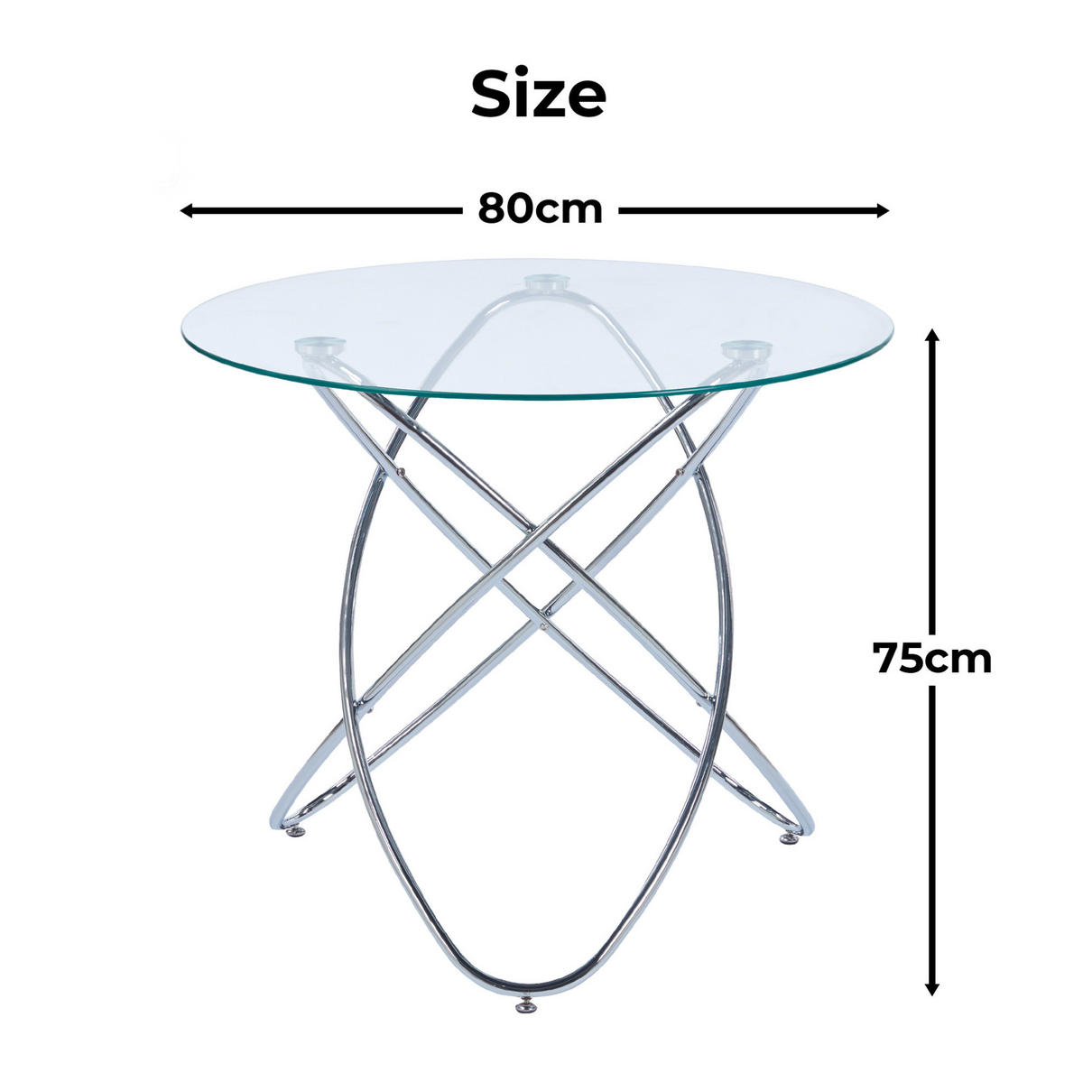 ESSTISCH 80/80/75 cm chrom aus Glas mit Metallgestell pflegeleichter Oberfläche - Chromfarben, Glas (80/80/75cm) - OKWISH