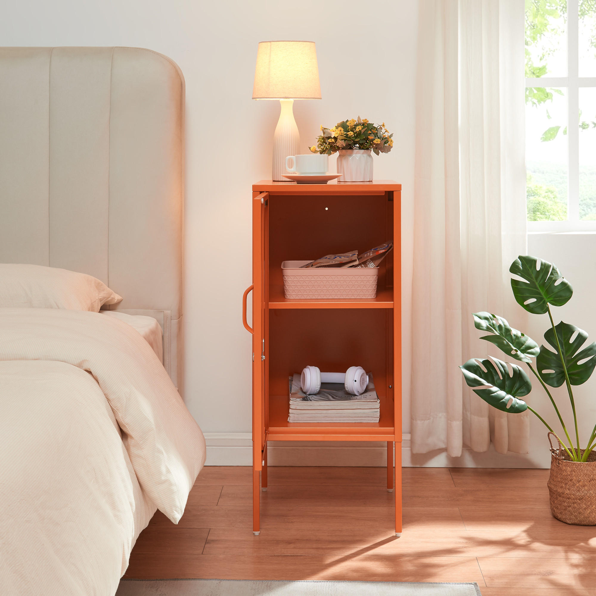 NACHTTISCH Hausjärvi - Orange, Metall (35/82/35cm) - [en.casa]