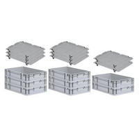 EUROBOX 8x Nextgen Economy Mit Auflagedeckel Grau/Schwarz Griffe Geschlossen - Schwarz, Kunststoff (40/12/60cm) - PROREGAL