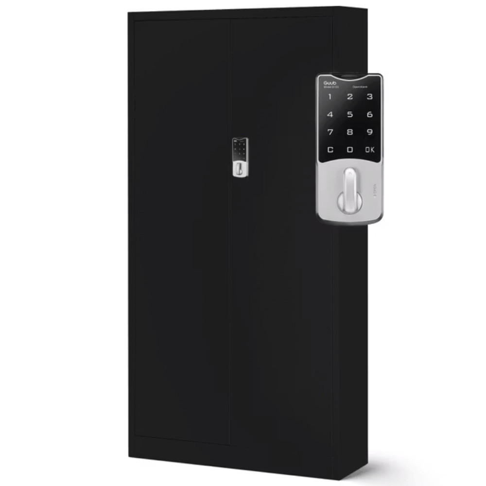 METALLSCHRANK abschließbar ODIS mit Zahlenschloss 185x90x40cm Schwarz - Schwarz, Metall (90/185/40cm) - DELUKE