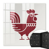 SCHLÜSSELBOX Schwarz 30x30 cm- Türöffnung nach rechts - Rooster Folk-Stil - Bordeaux, Metall (30/30/5cm) - TULUP