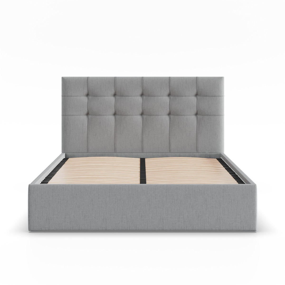 POLSTERBETT MIT KOPFTEIL 180x200 ohne Bettkasten SORIA, Grau - Hellgrau, Textil (180/200cm) - Mebligo