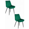 ESSZIMMERSTÜHLE 2er Set Dunkelgrüner Velours, gepolsterte Rückenlehne, Modernes Design - Grün, Textil (56/89/43cm) - Best For Home
