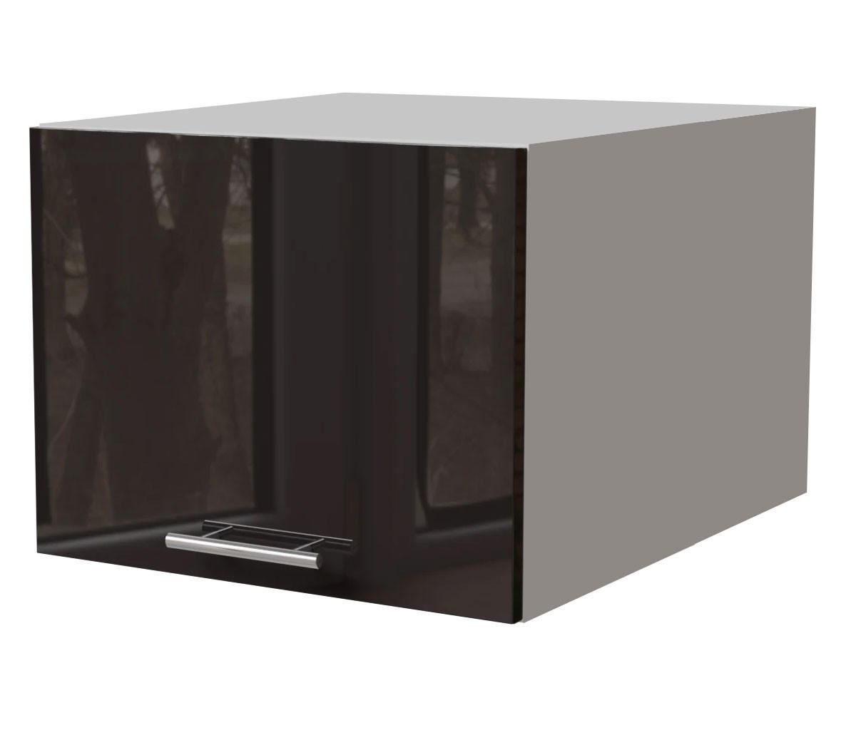 AUFSATZSCHRANK Essen W6B/45 Schwarz Hochglanz / Weiß Matt 45 / 59 / 36cm - Schwarz Hochglanz/Schwarz, Holz/Holzwerkstoff (45/36/59cm) - Feldmann-Wohnen