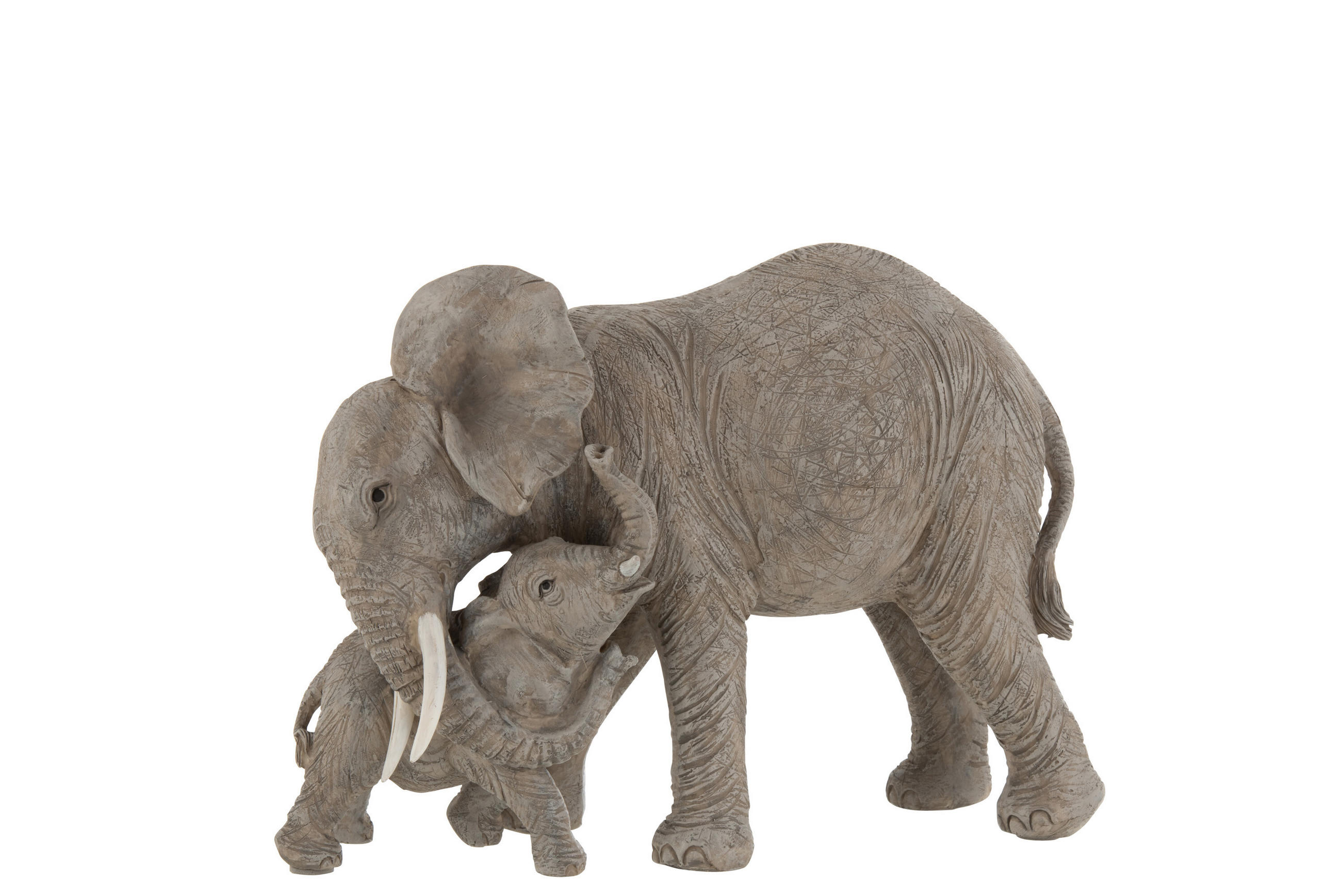 DEKO ELEFANT - Grau, Glas/Naturmaterialien (14/20.5/28.5cm) - J-Line