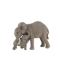 DEKO ELEFANT - Grau, Glas/Naturmaterialien (14/20.5/28.5cm) - J-Line