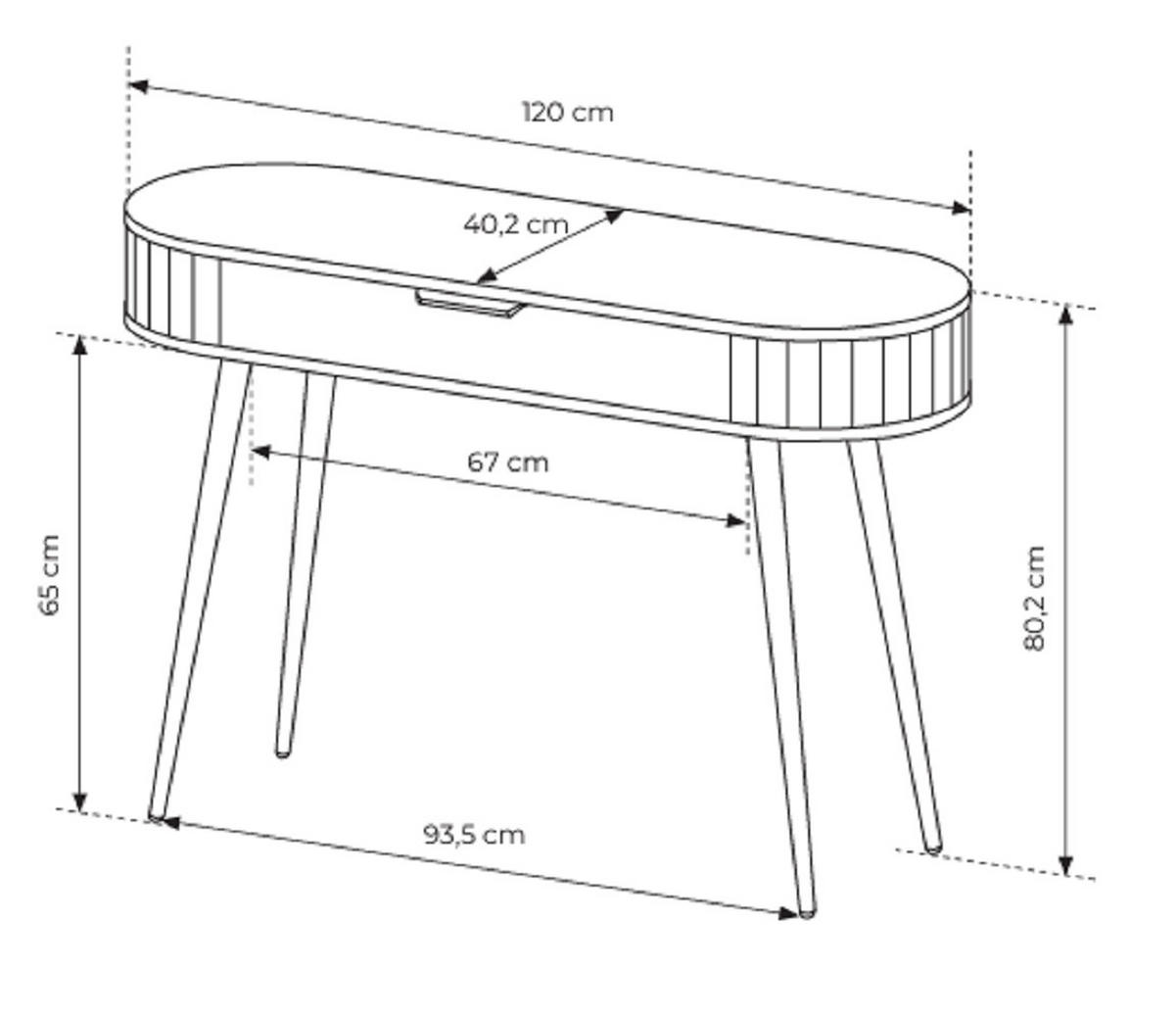 SCHMINKTISCH 120 cm mit Schublade Delano, Eiche Cremona - Eichefarben, Holz (40/120/80cm) - Emporius