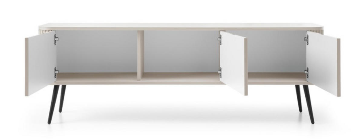 TV-SCHRANK Kaschmir ZOJA Gefräst Schwarz - Beige/Schwarz, Holzwerkstoff (168/56/39cm) - Sepro Meble