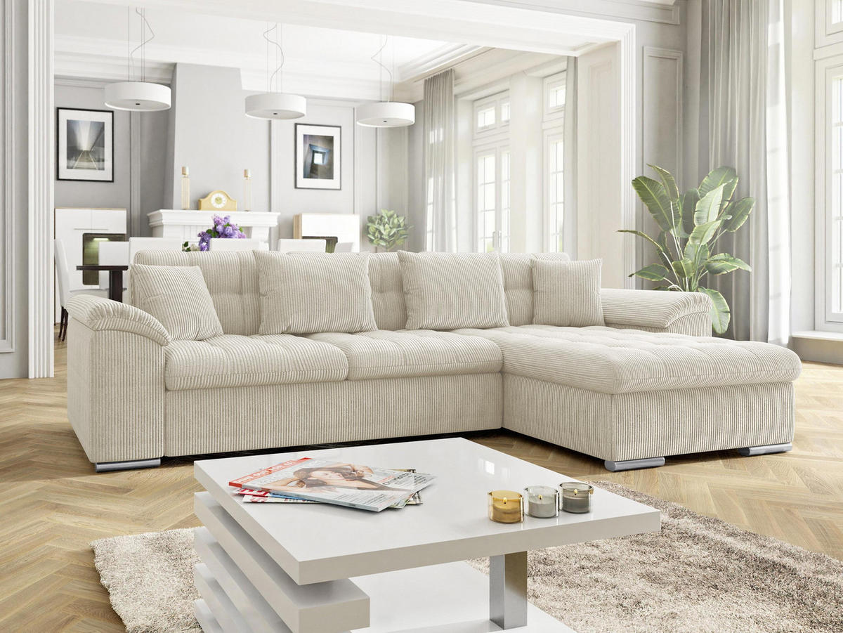 ECKSOFA Diana Cord, Seite: Rechts - Naturfarben, Holz/Textil (280/160cm) - MIRJAN24