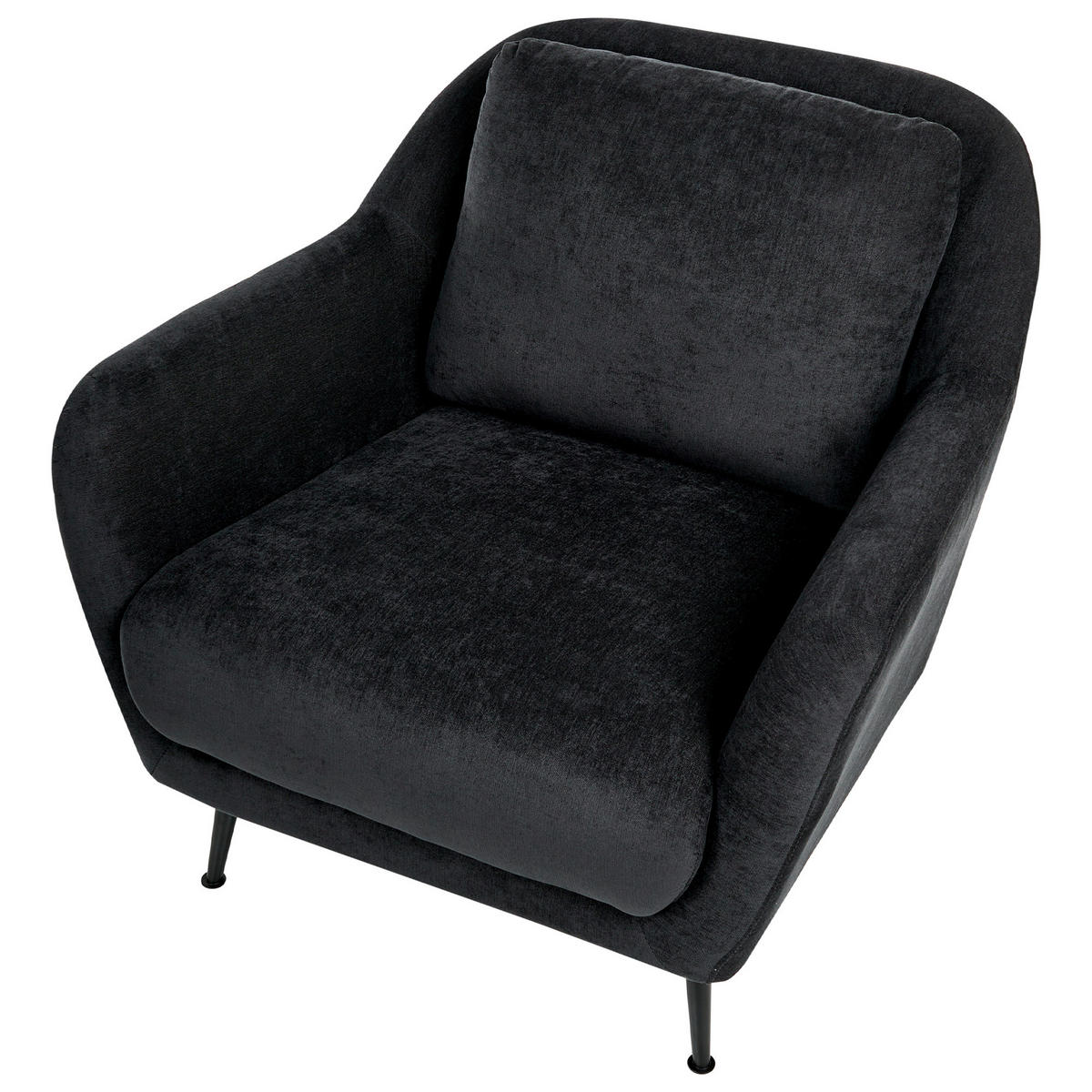 SESSEL Chenillegewebe Schwarz Eiby - Schwarz, Textil (84/80/90cm) - Beliani