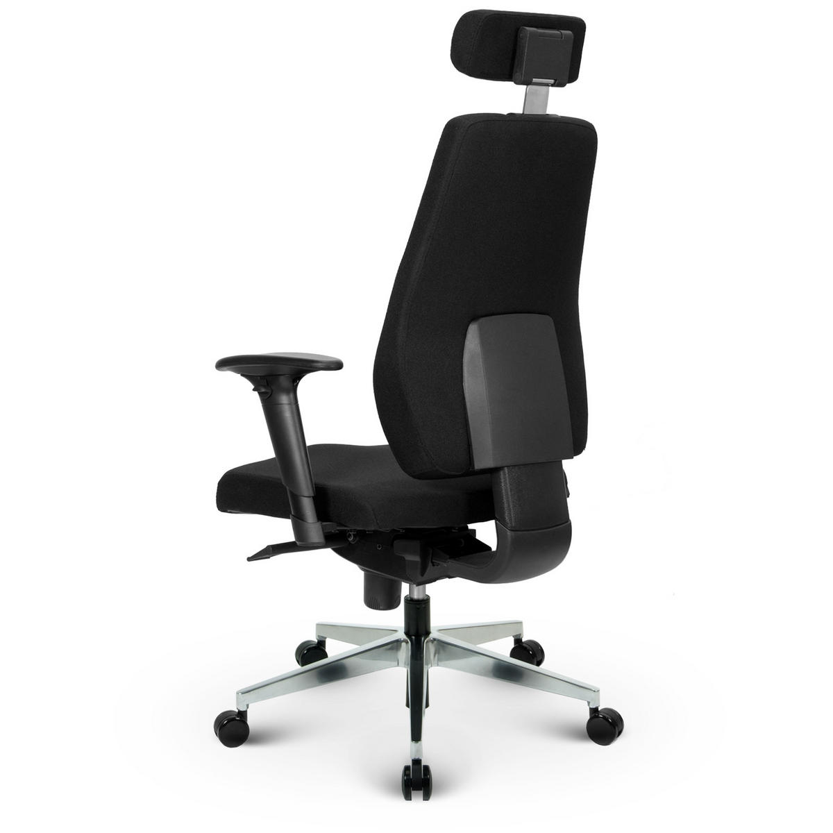 CHEFSESSEL V1404 Stoff Schwarz - ergonomisch, 150 kg belastbar, Sitzhöhe 60-63cm - Schwarz, Kunststoff/Textil (65/137/64cm) - Versee