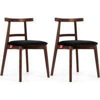 ESSTISCHSTÜHLE LILIO 2 St Vintage, Schwarz / mittelbraun - Schwarz/Braun, Holz/Textil (47/76/45cm) - KONSIMO®