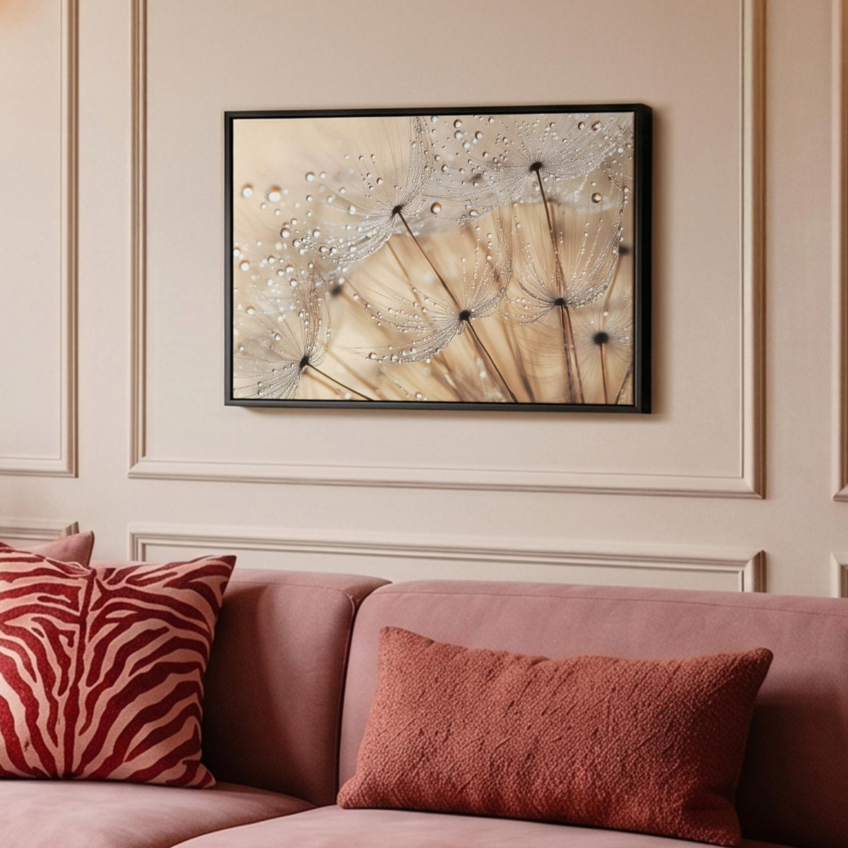 LEINWAND Bilder mit Rahmen - Löwenzahn - Abstrakt - Natur - Beige - 60x40 - Braun, Textil (60/40cm) - MuchoWow