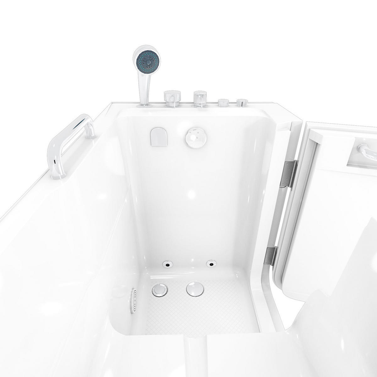 SITZWANNE Whirlpool mit Tür S07WP-C-R - Weiß, Glas/Kunststoff (76/116/140cm) - AcquaVapore by Sandra Jentho